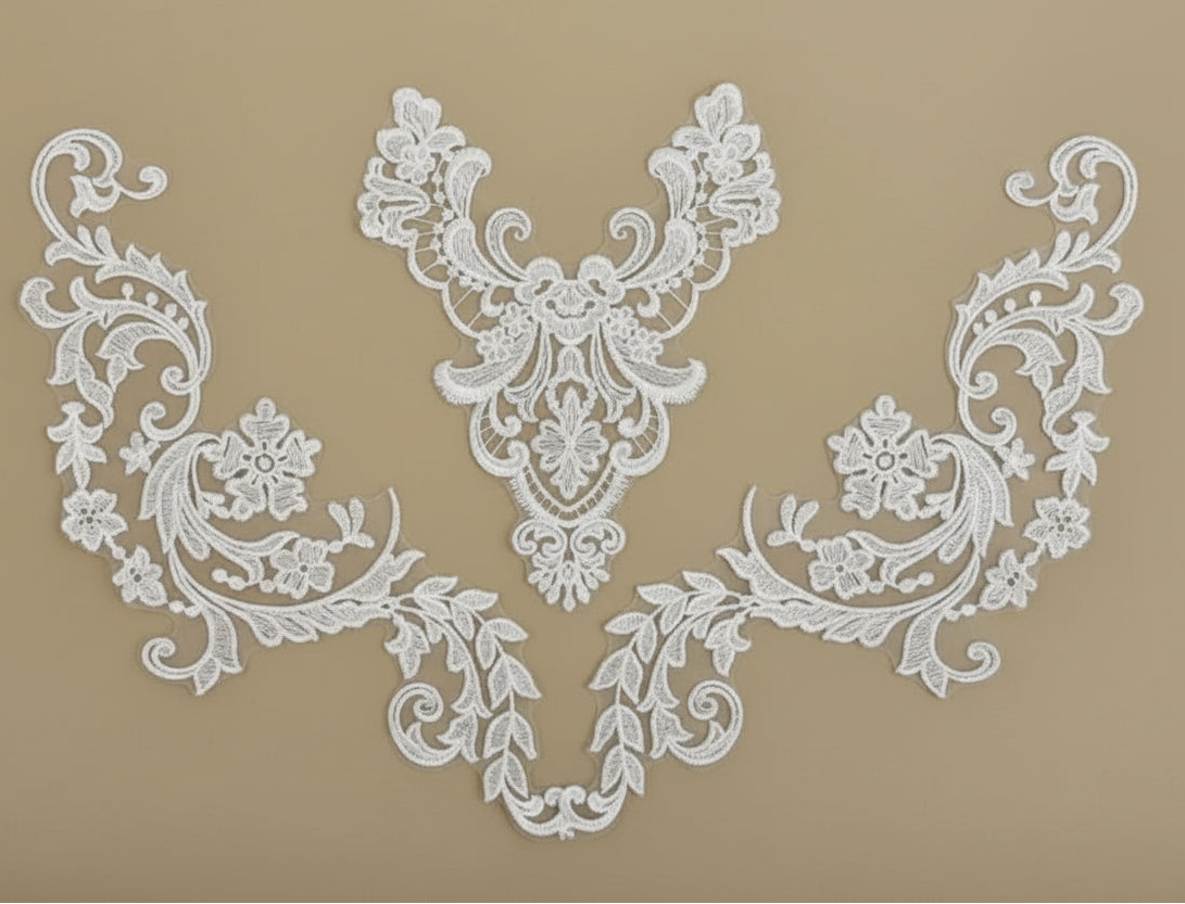 Appliques Brodées – Kit de 3 Pièces | Dentelle & Polyester