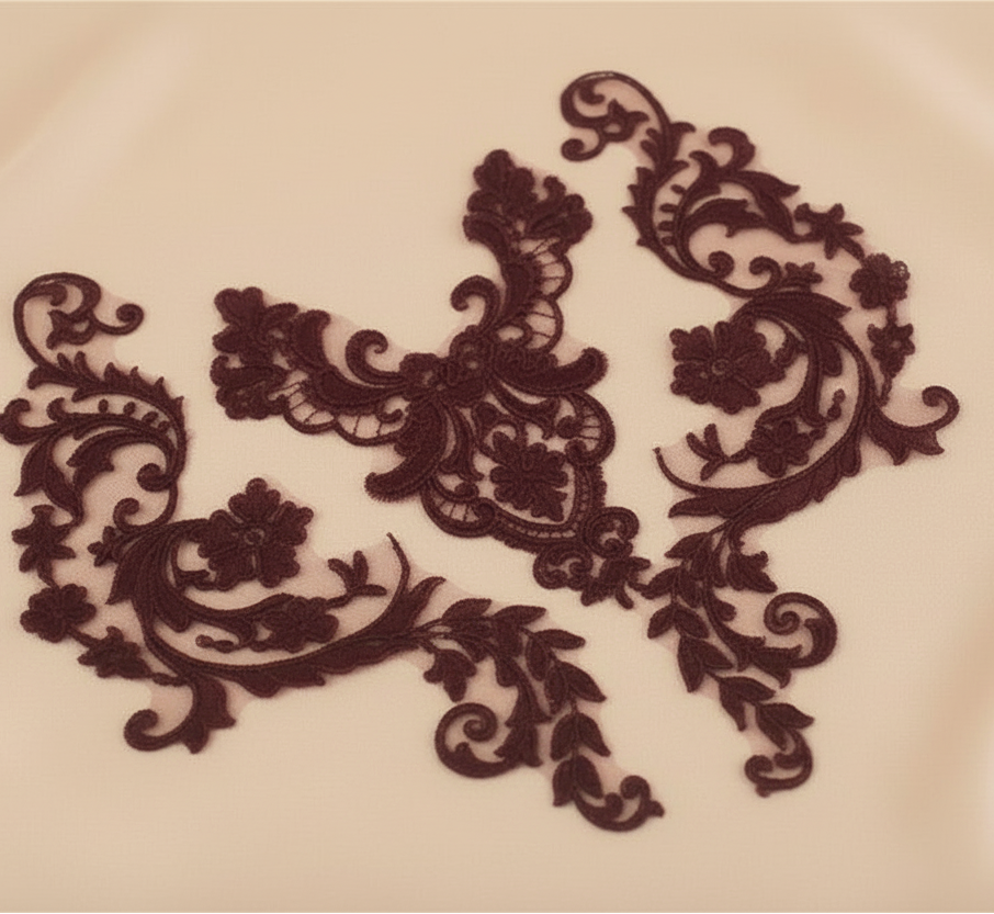 Appliques Brodées – Kit de 3 Pièces | Dentelle & Polyester