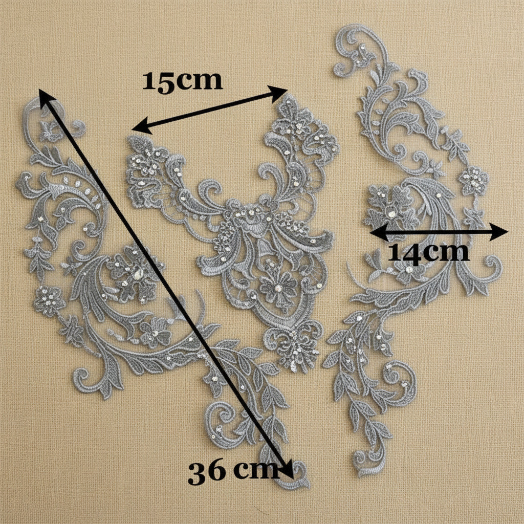Appliques Brodées – Kit de 3 Pièces | Dentelle & Polyester