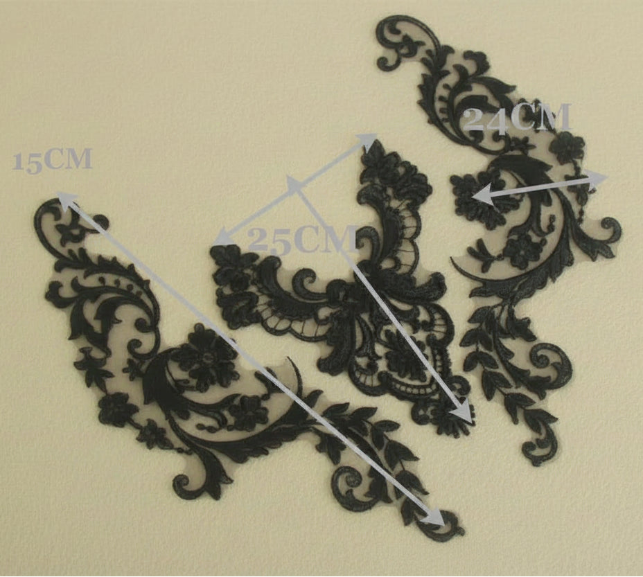 Appliques Brodées – Kit de 3 Pièces | Dentelle & Polyester