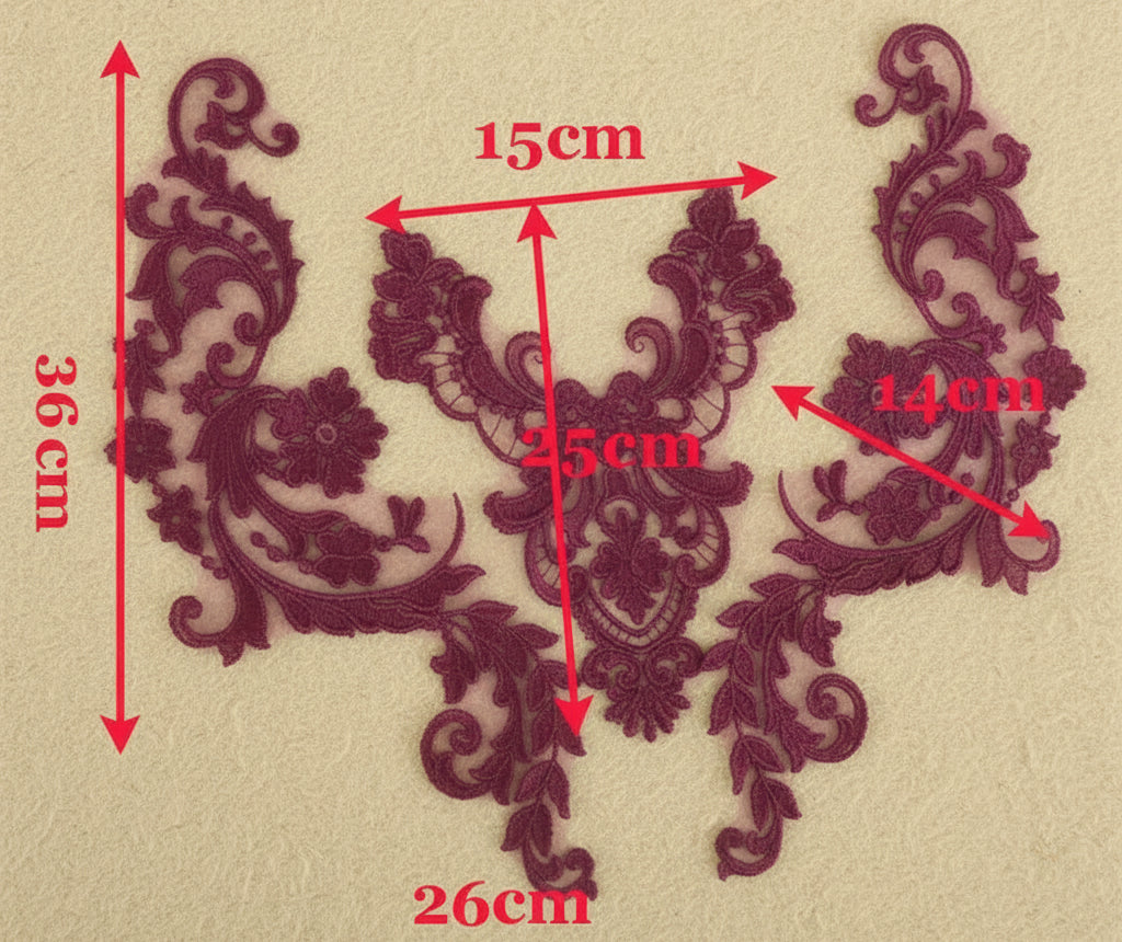 Appliques Brodées – Kit de 3 Pièces | Dentelle & Polyester
