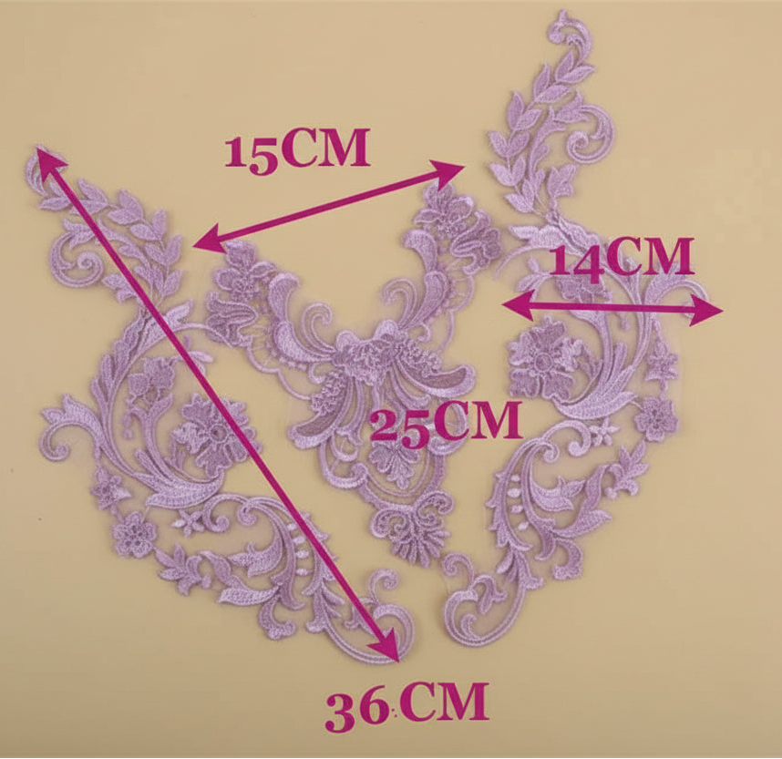 Appliques Brodées – Kit de 3 Pièces | Dentelle & Polyester