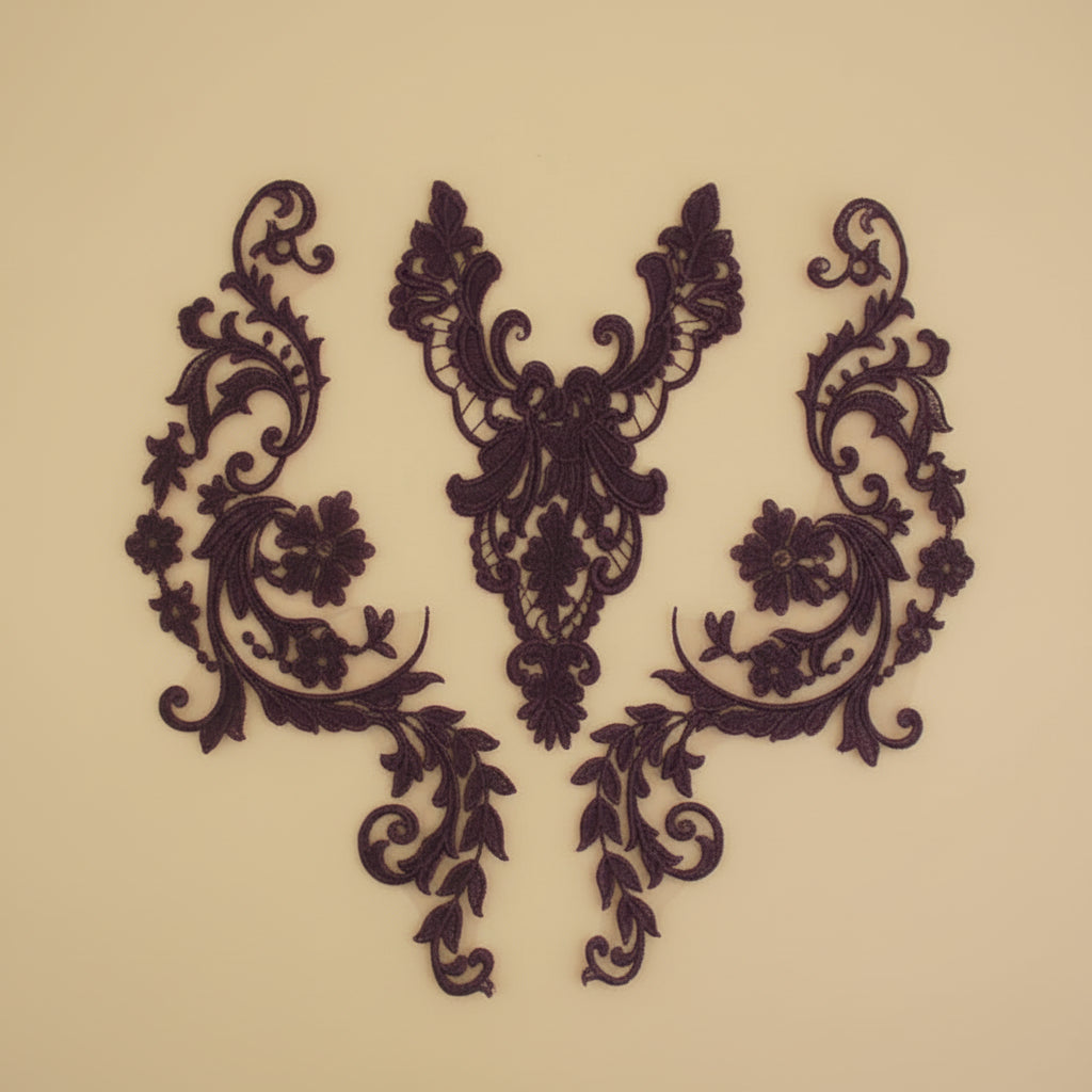 Appliques Brodées – Kit de 3 Pièces | Dentelle & Polyester