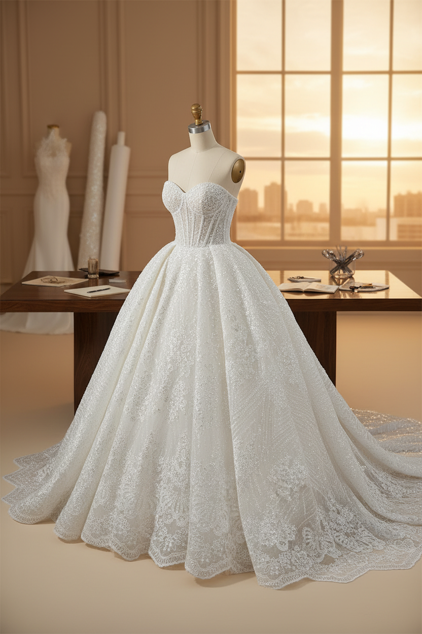 Dentelle polyester brodée – Tissu couture mariage
