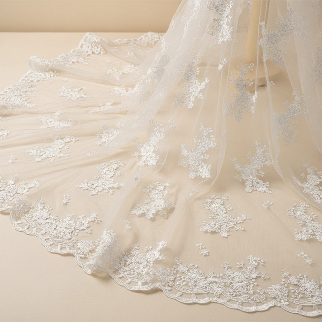 Dentelle polyester brodée – Tissu couture mariage
