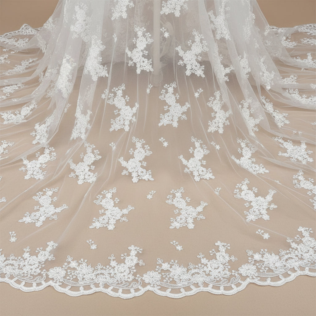Dentelle polyester brodée – Tissu couture mariage