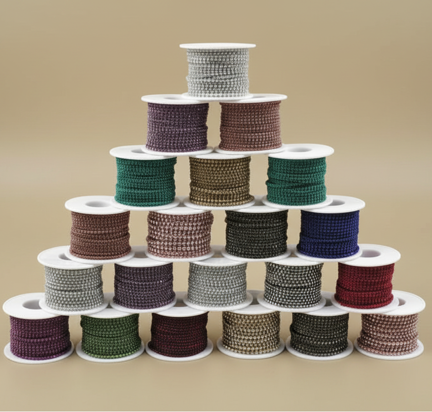 présentation des strass et c'est couleur sur rouleaux 