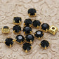 strass noir opaque , griffe en métal doré a coudre