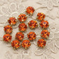 strass orange automne, griffe en métal doré a coudre