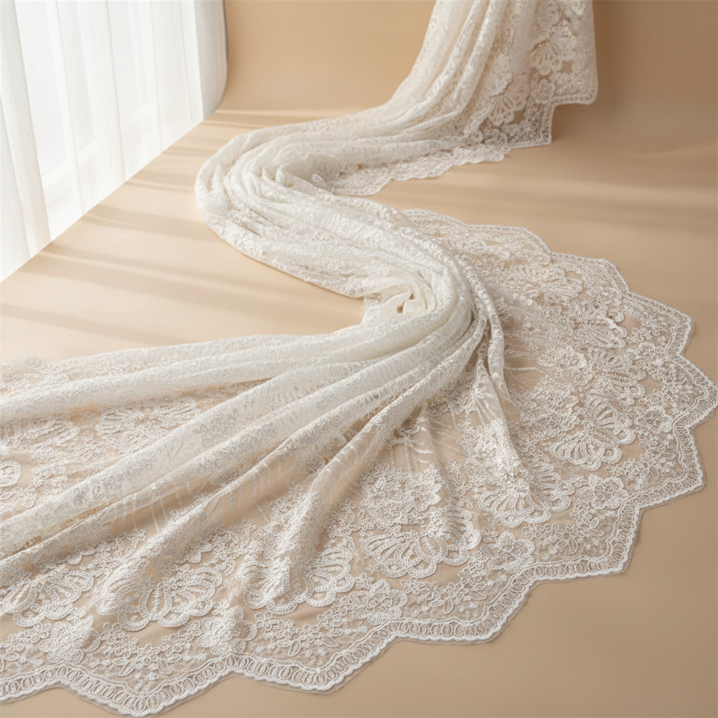 Dentelle polyester brodée – Tissu couture mariage