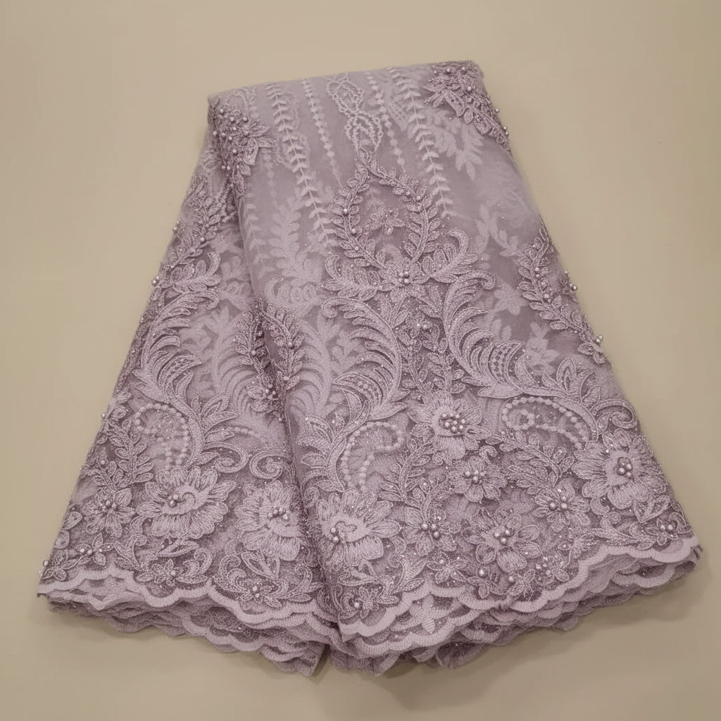 Dentelle brodée à perles – Tissu mariage & fête | 8 couleurs