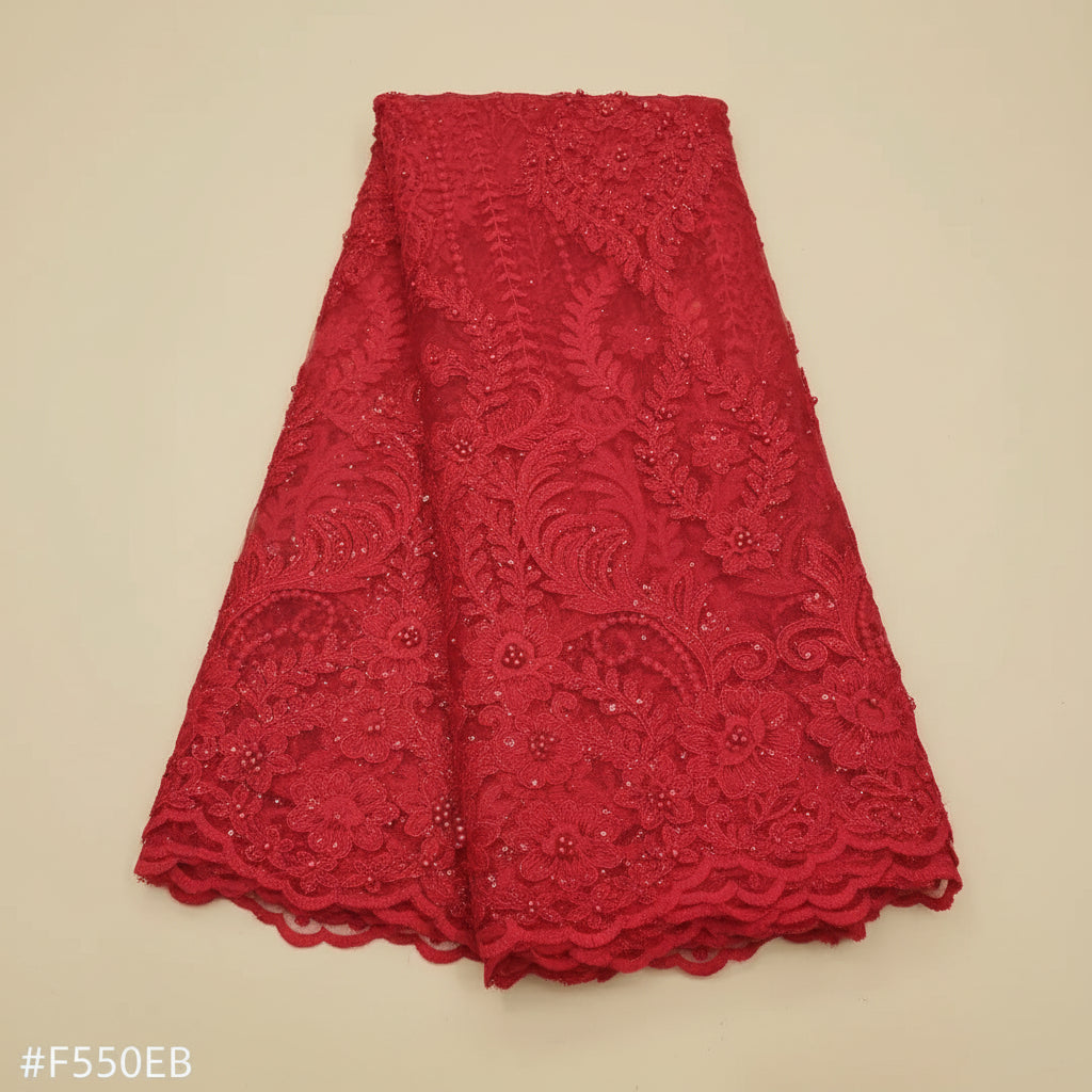 Dentelle brodée à perles – Tissu mariage & fête | 8 couleurs