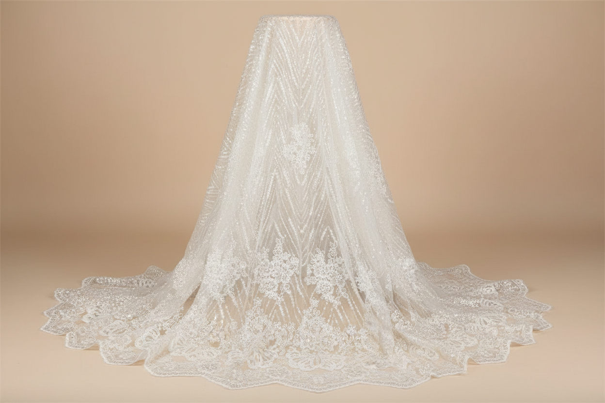 Dentelle polyester brodée – Tissu couture mariage