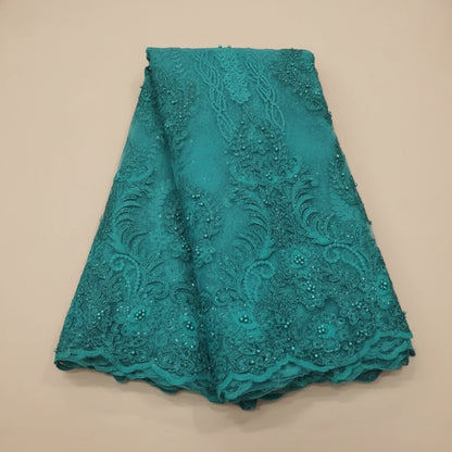Dentelle brodée à perles – Tissu mariage & fête | 8 couleurs