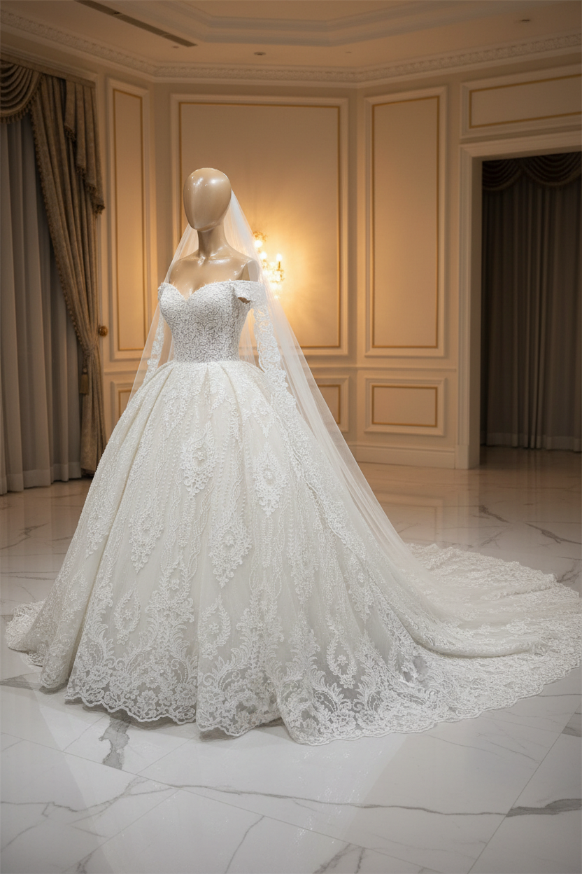 Dentelle brodée à perles – Tissu mariage & fête | 8 couleurs