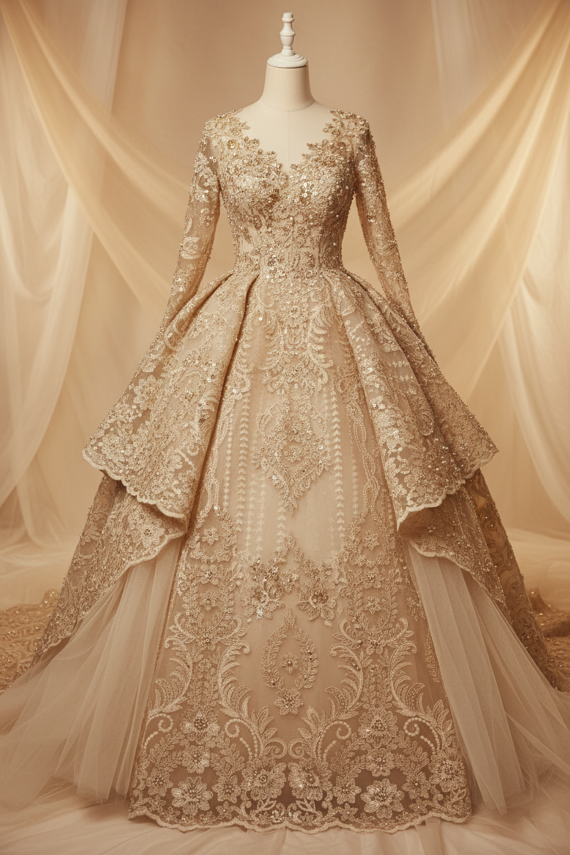 Dentelle brodée à perles – Tissu mariage & fête | 8 couleurs