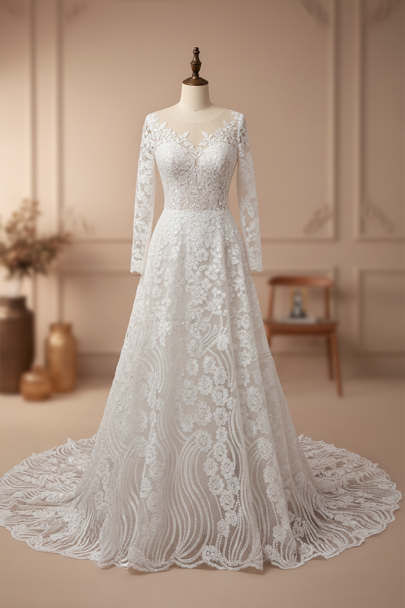 Dentelle polyester brodée – Tissu couture mariage
