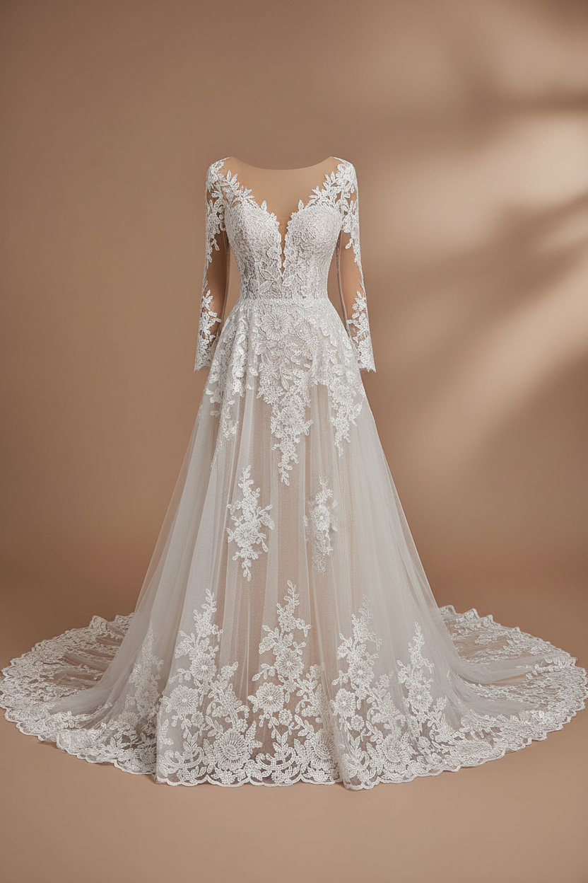 Dentelle polyester brodée – Tissu couture mariage